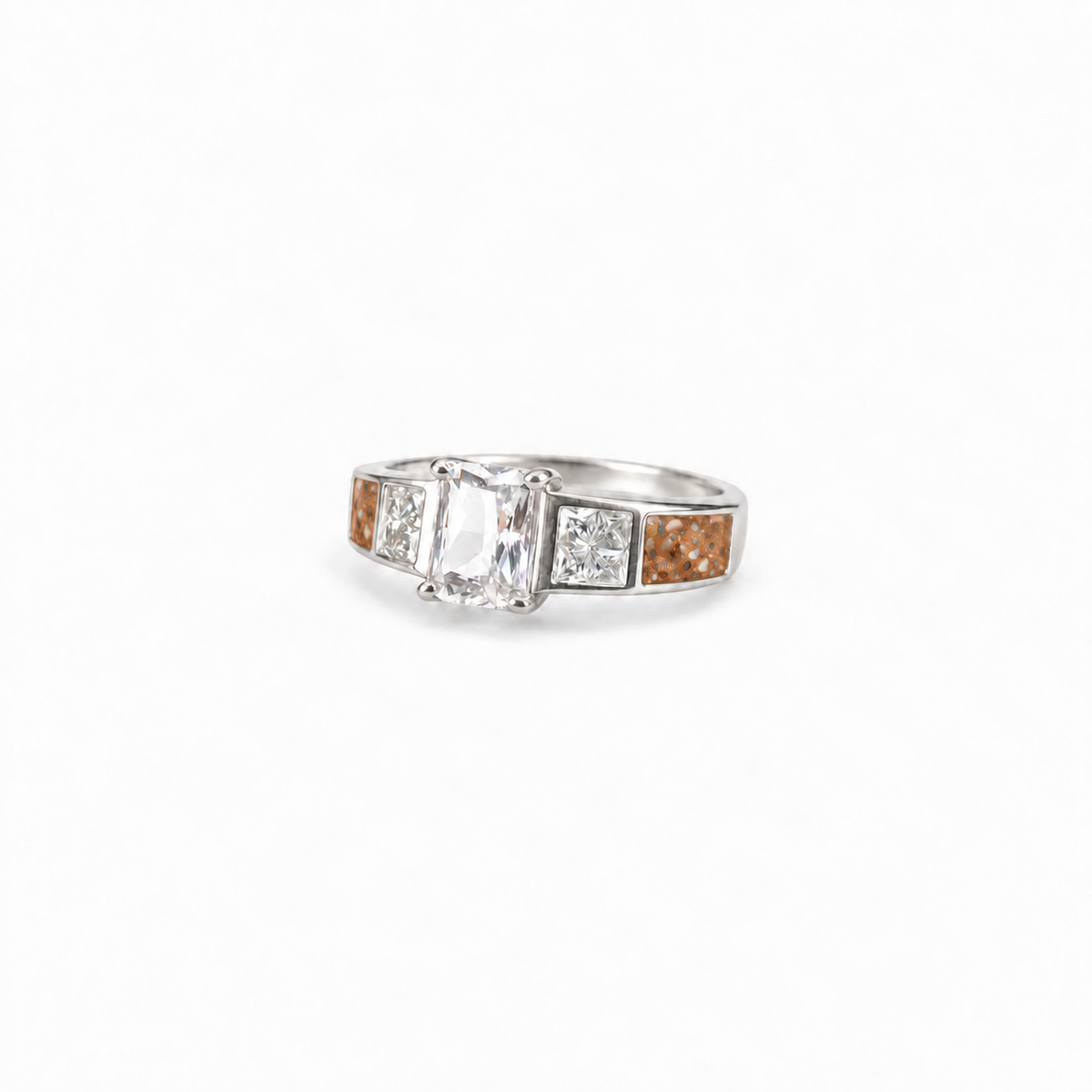 trilogy silver ashes ring in Copper, visible inclusions