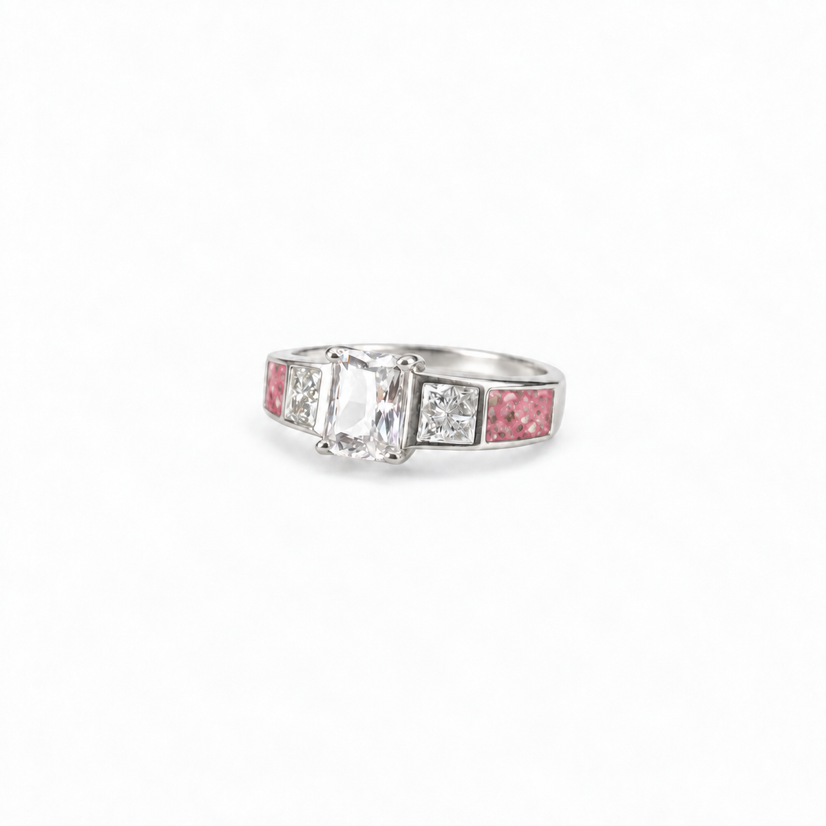 trilogy silver ashes ring in Pink, visible inclusions
