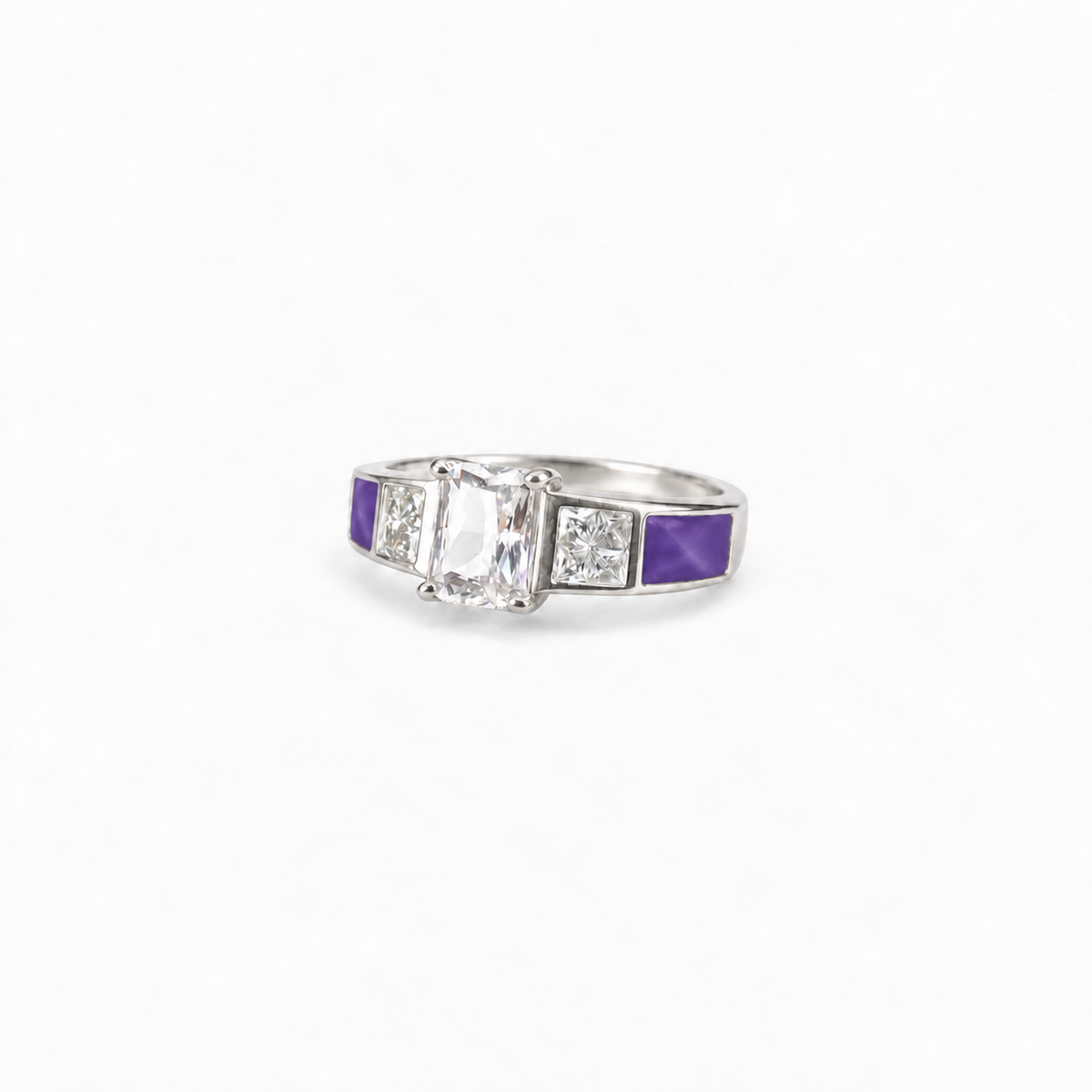 trilogy silver ashes ring in Purple, hidden inclusions