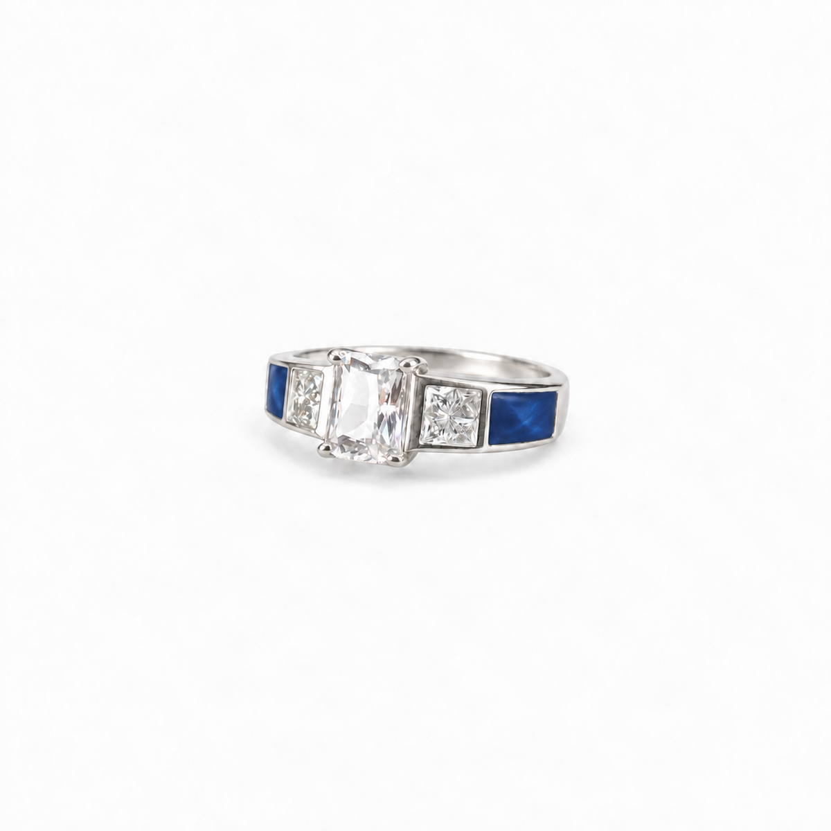trilogy silver ashes ring in Sapphire, hidden inclusions