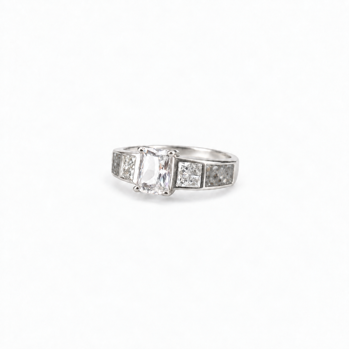 trilogy silver ashes ring in Silver, visible inclusions