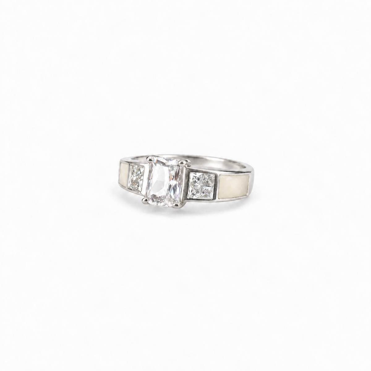 trilogy breast milk ring in 925 sterling silver with natural ivory resin