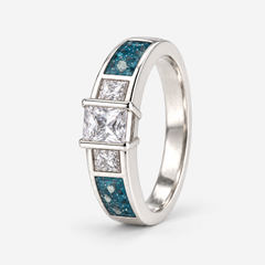 Trilogy Ashes Ring in Sky Blue, visible ashes