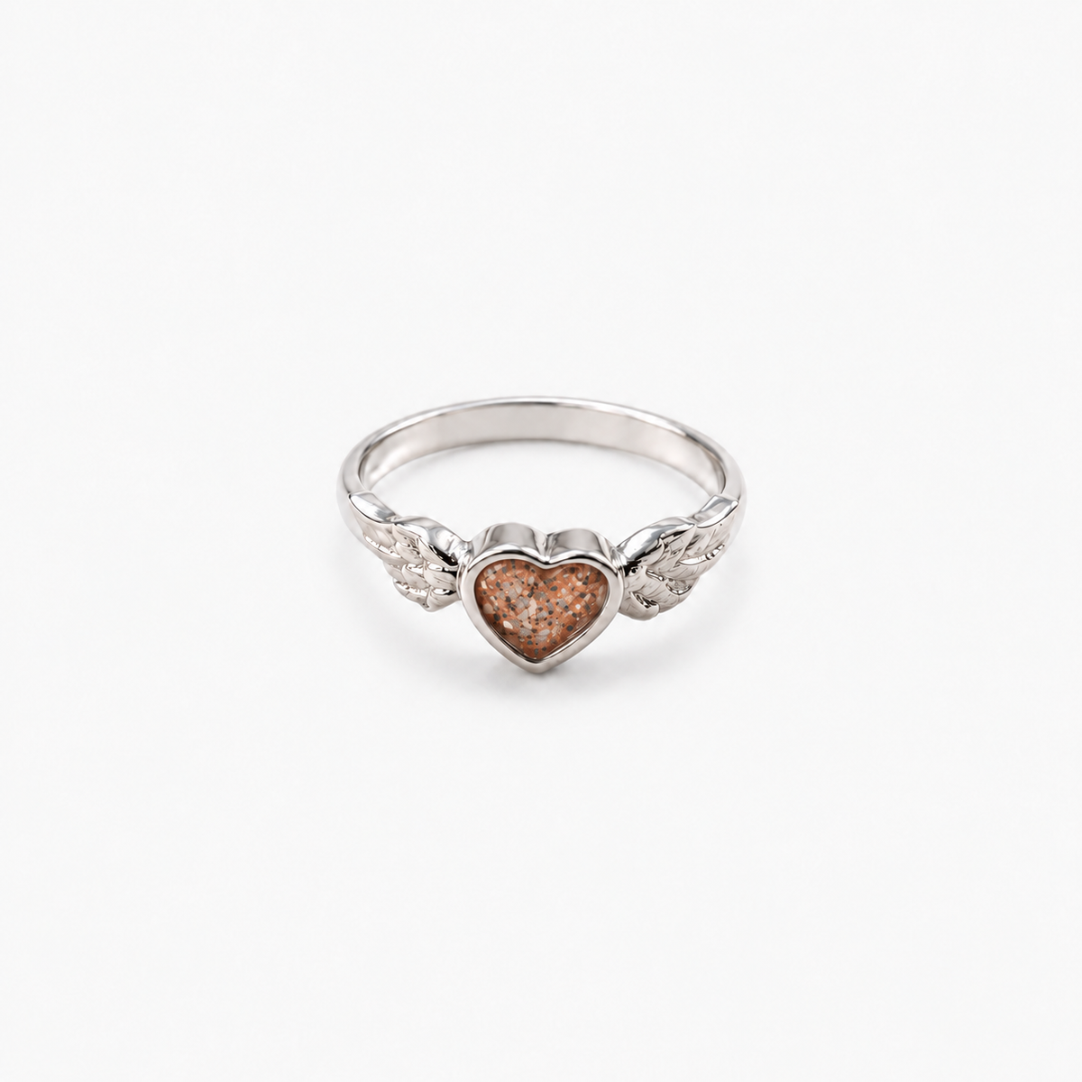 Winged Heart Ashes Ring — Copper, visible ashes