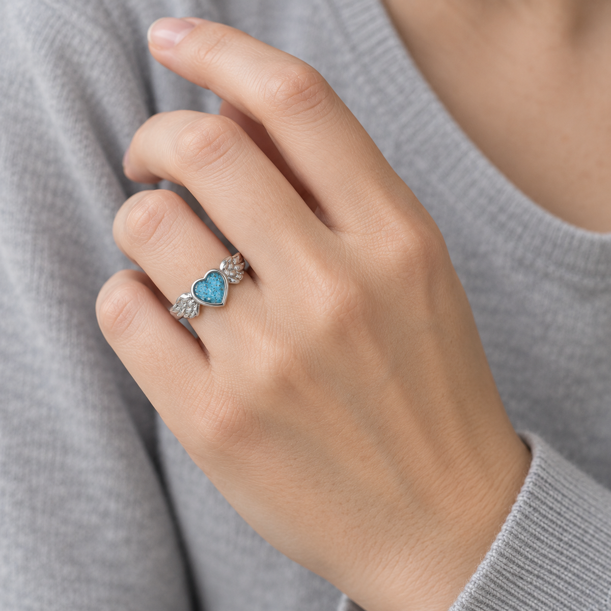 Winged Heart Ashes Ring — lifestyle