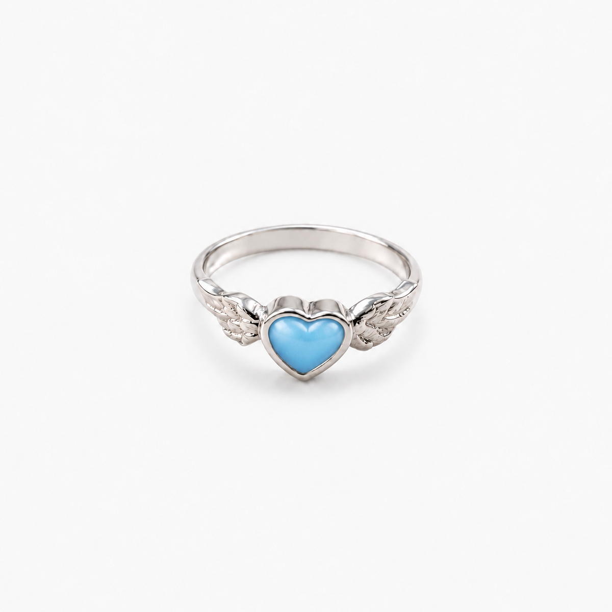 Winged Heart Ashes Ring — Sky Blue, hidden ashes