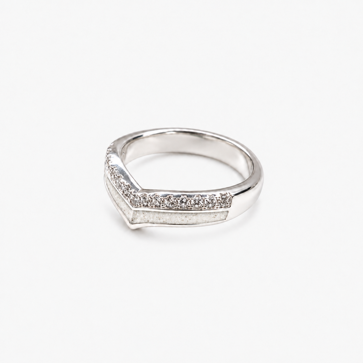 Wishbone Ashes Ring in Pearl with visible inclusions