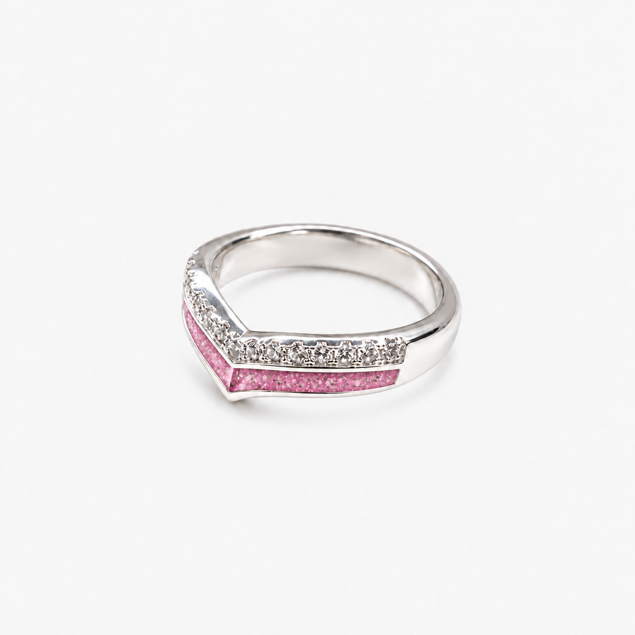 Wishbone Ashes Ring in Pink with visible inclusions