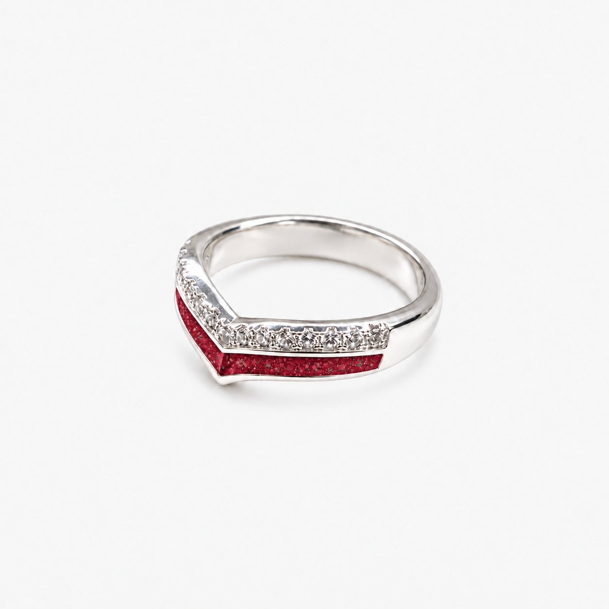 Wishbone Ashes Ring in Ruby Red with visible inclusions