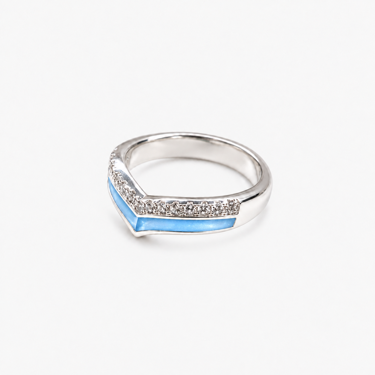Wishbone Ashes Ring in Sky Blue with hidden inclusions