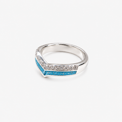 Wishbone Ashes Ring in Sky Blue with visible ashes
