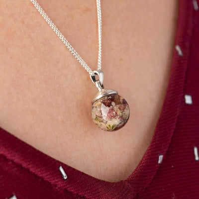 Flower Ball Necklace | Dried Flower Jewellery | Featherlings UK