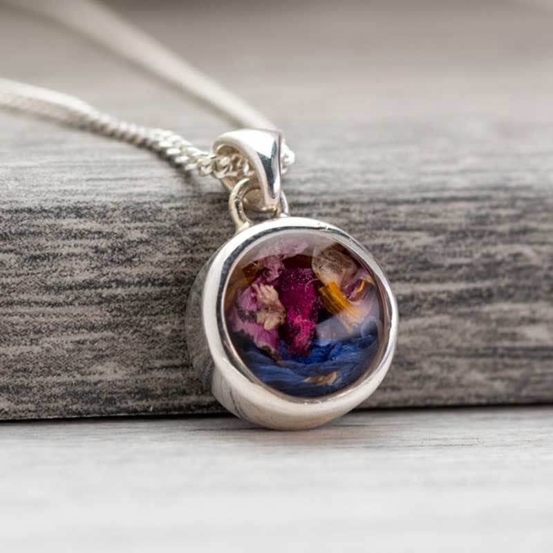 Flower Silver Necklace | Dried Flower Jewellery | Featherlings UK