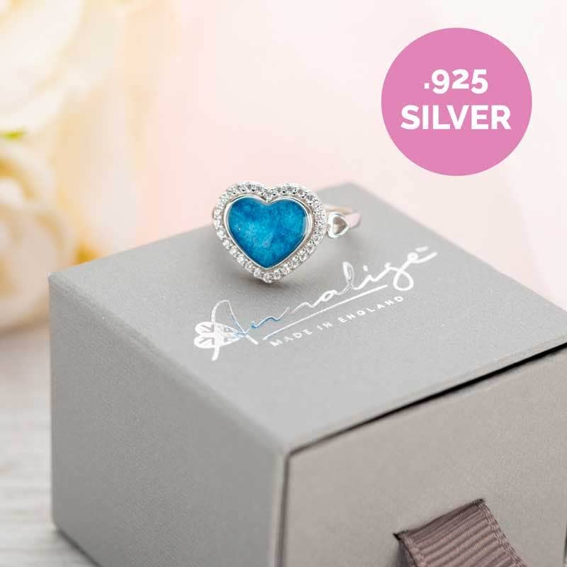 Silver Heart Ashes Ring - Crystal | Ashes Rings | Featherlings UK