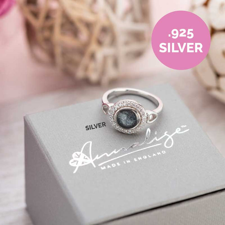 Round Ashes Ring - Crystal | Ashes Rings | Featherlings UK