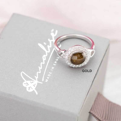 Round Ashes Ring - Crystal | Ashes Rings | Featherlings UK