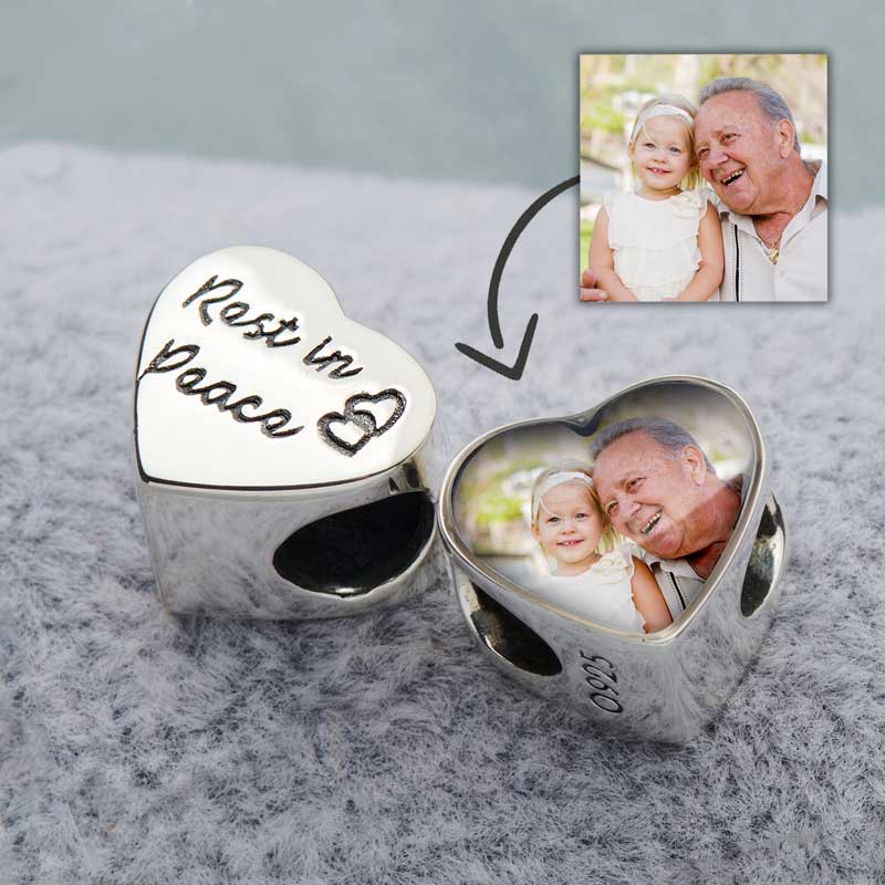 Rest in Peace Heart Photo Charm | Photo Charms | Featherlings UK