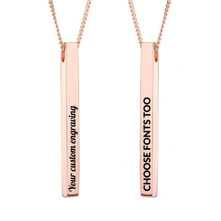 Gold Engraved Bar Necklace | Handwriting | Featherlings UK