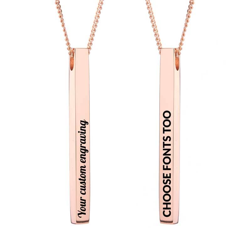 Gold Engraved Bar Necklace | Handwriting | Featherlings UK