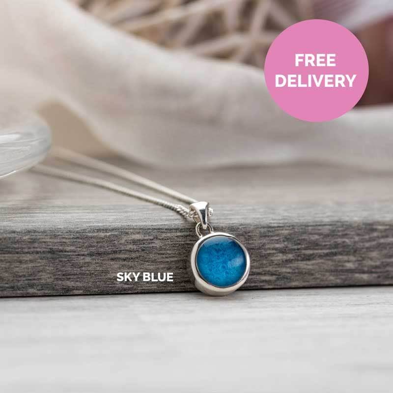 Round Ashes Cremation Necklace | Ashes Pendant | Featherlings UK