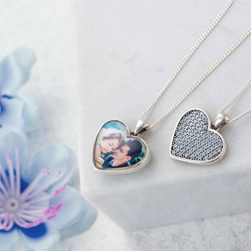 Crystal Blue Photo Necklace | Photo Locket | Featherlings UK