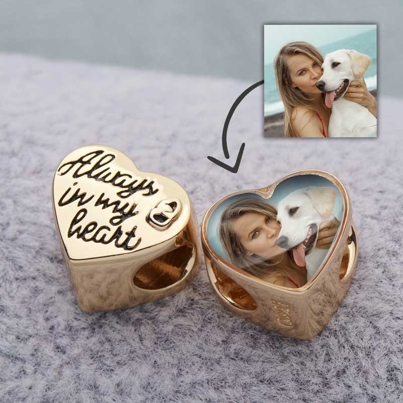 Gold Always In My Heart Photo Charm | Photo Charms | Featherlings UK