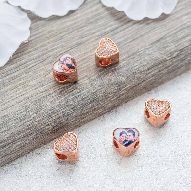 Rose Crystal Photo Charm | Rose Gold Photo Charm | Featherlings UK