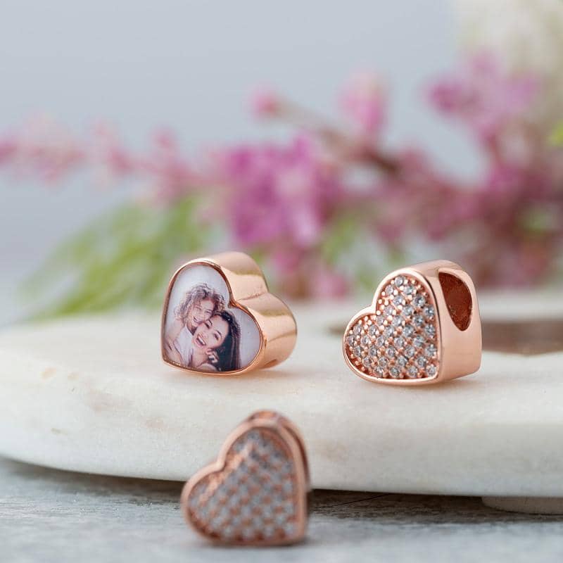 Rose Crystal Photo Charm | Rose Gold Photo Charm | Featherlings UK