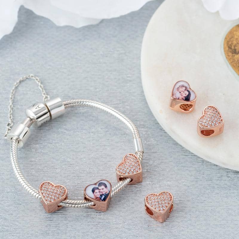 Rose Crystal Photo Charm | Rose Gold Photo Charm | Featherlings UK