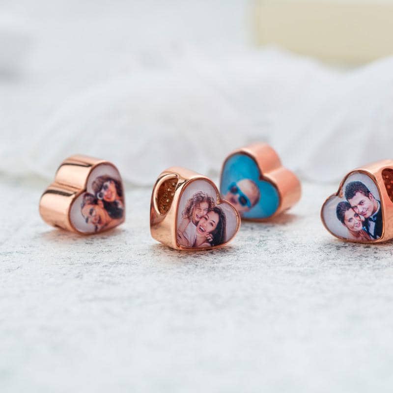 Rose Double Photo Charm | Rose Gold Photo Charm | Featherlings UK