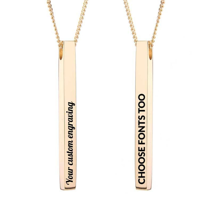 Gold Engraved Bar Necklace | Handwriting | Featherlings UK